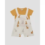 Little M Terry Full Print Giraffe Jumpsuit Overall Bayi