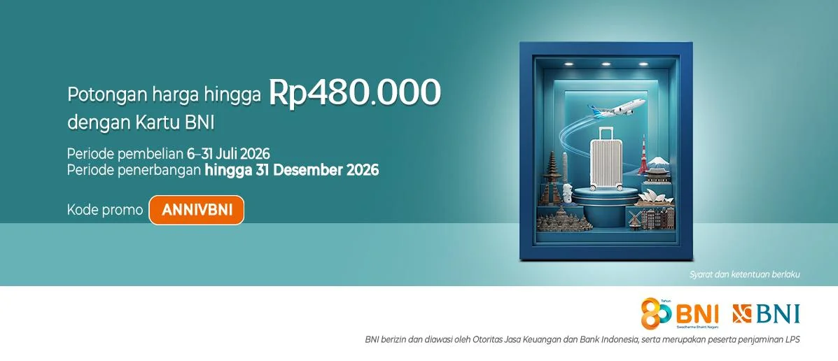 Bukti validasi kode promo - Garuda Indonesia - Kode promo Garuda Indonesia: [[Diskon BNI]] untuk periode pembelian 6-31 Juli