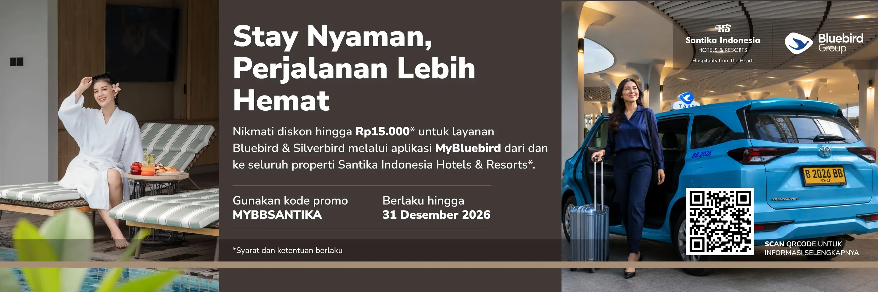 Bukti validasi kode promo - Hotel Santika - Hotel Santika kode promo: [[Diskon khusus Bluebird]] untuk antar jemput