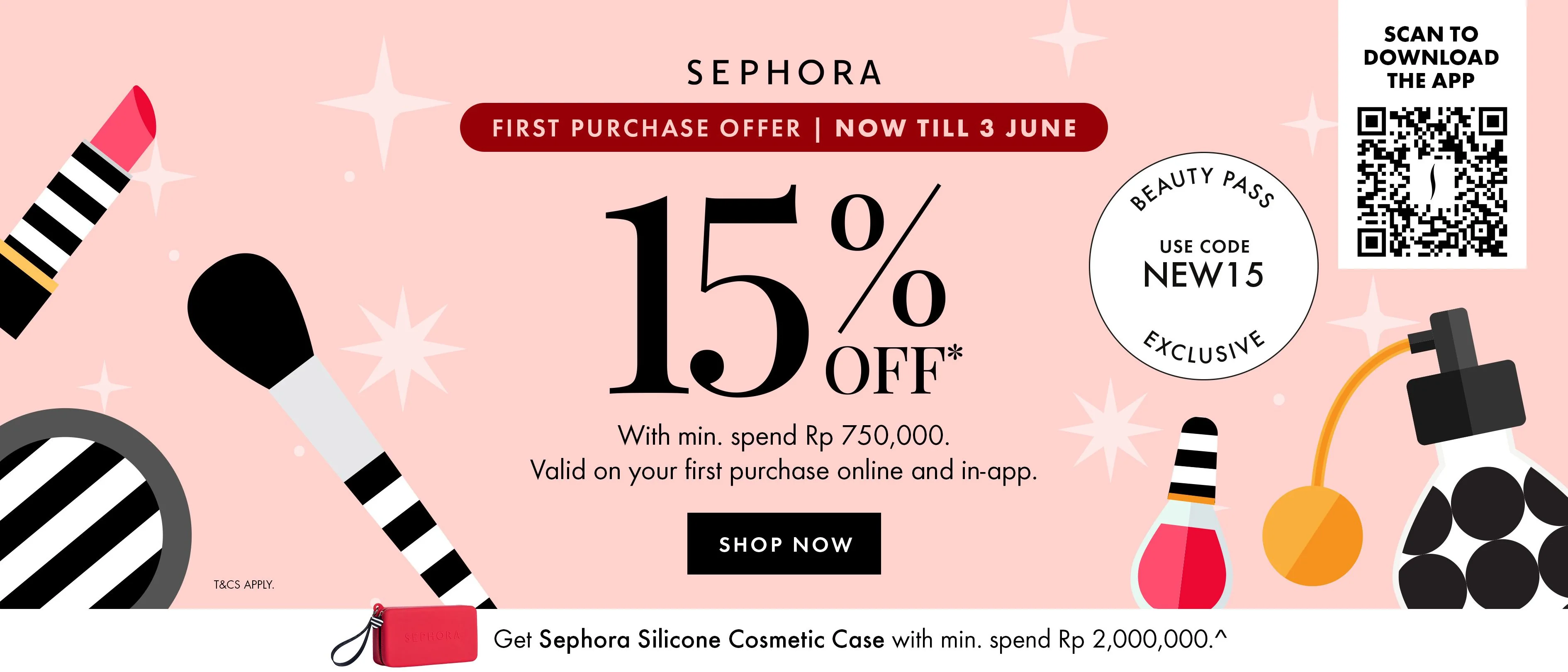 Bukti validasi kode promo - Sephora  - Kode promo Sephora: [[Diskon 15% tambahan]] khusus pemegang Beauty Pass di aplikasi