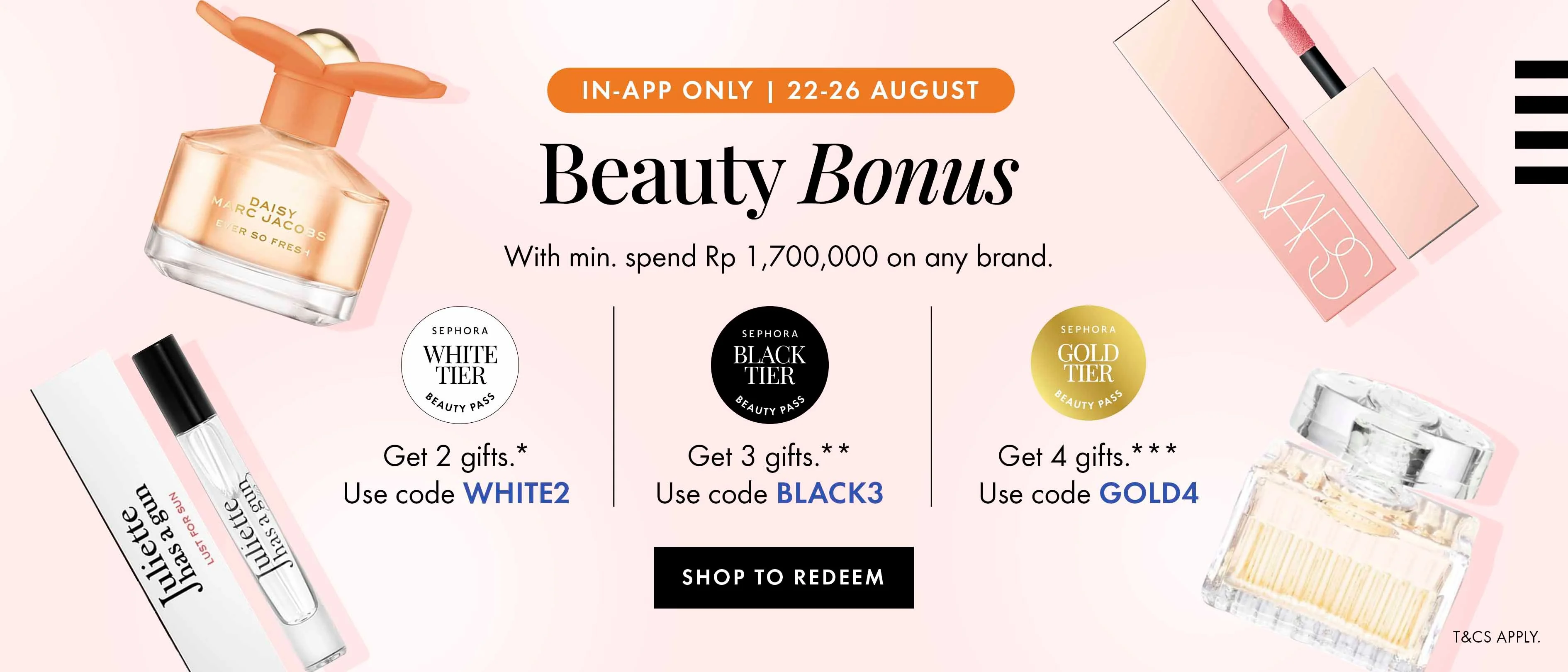 Bukti validasi kode promo - Sephora  - Sephora [[4 hadiah]] gold tier, bonus kecantikan eksklusif untuk anggota